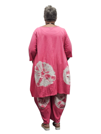 Ruim Shirt A-lijn batikprint roze