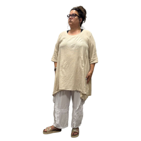 lange beige tuniek 100% katoen