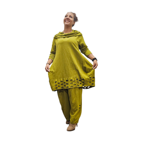 Lange ballon tuniek/jurk a-lijn groen