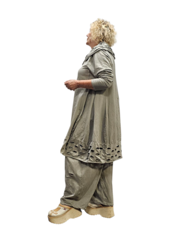 Lange ballon tuniek/jurk greige