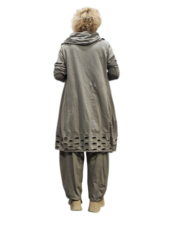 Lange ballon tuniek/jurk greige