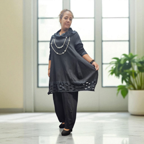 Lange ballon tuniek/jurk zwart 
