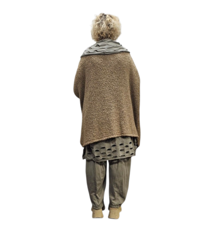 Openvallend grof gebreid beige