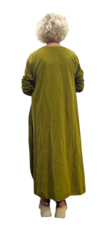 Leuke jurk met leuke details olijfgroen corduroy