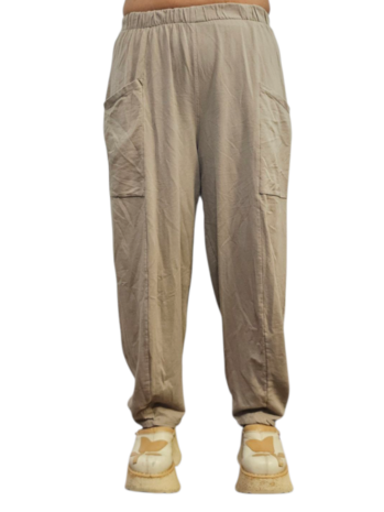 Wijde broek greige 100% cotton