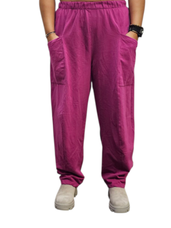 Wijde broek paars 100% cotton