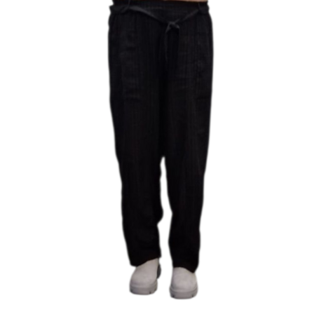 soepel vallende broek met centuur zwart 