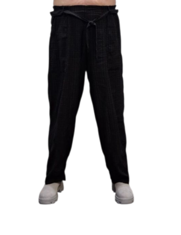 soepel vallende broek met centuur zwart 