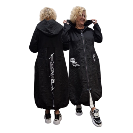 Aparte jas Zwart met capuchon