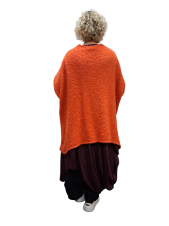 Openvallend-grof-gebreid vest oranje