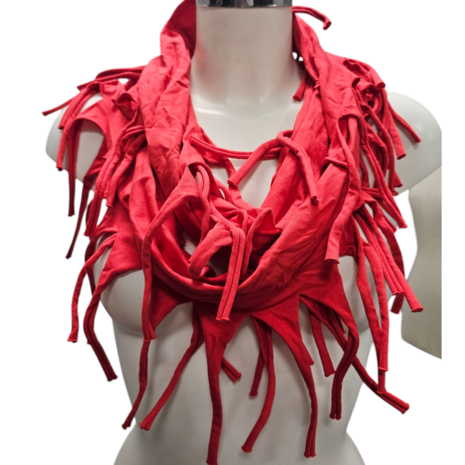 sjaal rood met franjes