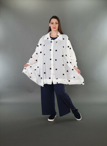 Blouse Marelia Dotsit wit -donkerblauw