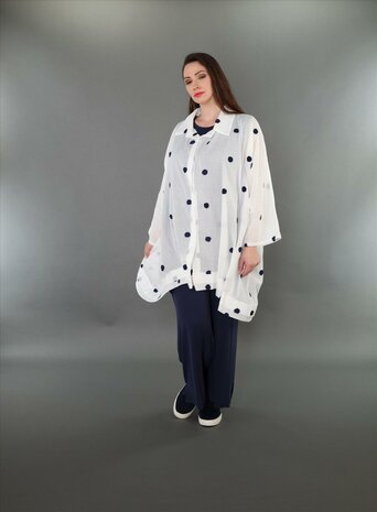 Blouse Marelia Dotsit wit -donkerblauw