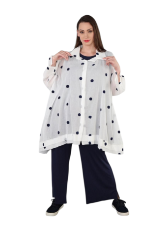 Blouse Marelia Dotsit wit -donkerblauw