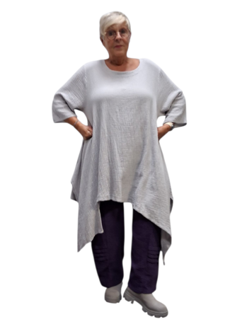 Tuniek asymmetrisch grijs mousseline stof