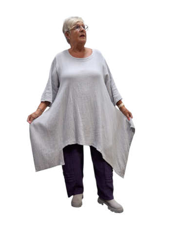 Tuniek asymmetrisch grijs mousseline stof