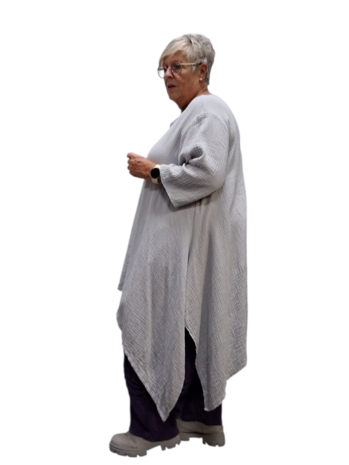 Tuniek asymmetrisch grijs mousseline stof