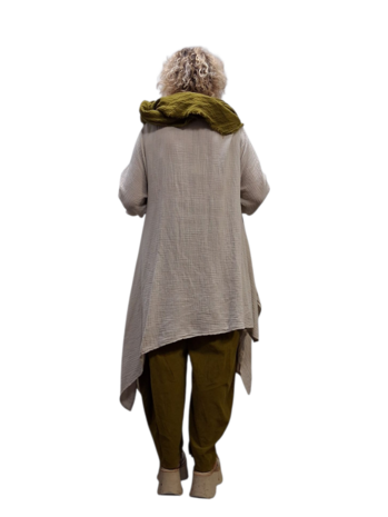 Tuniek asymmetrisch zand mousseline stof
