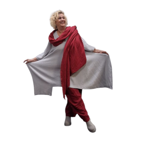 Omslagdoek grote sjaal rood mousseline  stof
