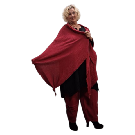 Omslagdoek grote sjaal rood mousseline  stof