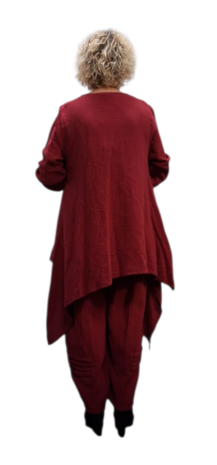 Tuniek asymmetrisch grote A-lijn rood mousseline stof