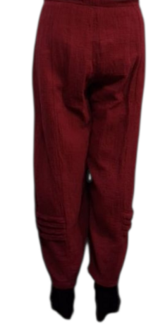 Broek rekbare taille rood mousseline stof