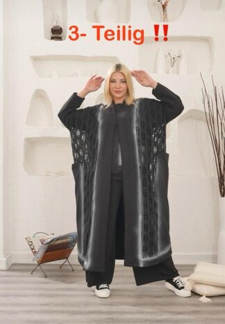 Driedelige set zwart met print