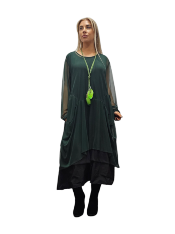 Tuniek/jurk tule donker groen