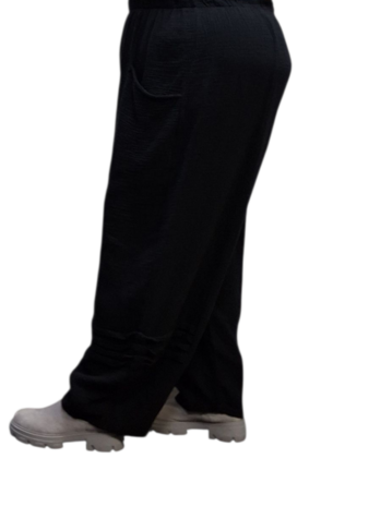 Broek rekbare taille zwart mousseline stof