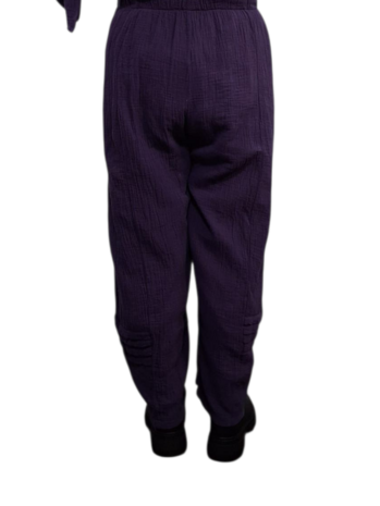 Broek rekbare taille purple mousseline stof
