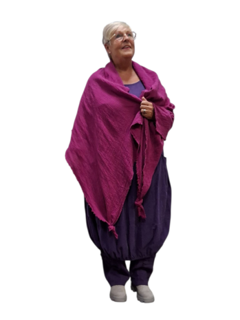 Omslagdoek grote sjaal fuchsia  mousseline stof