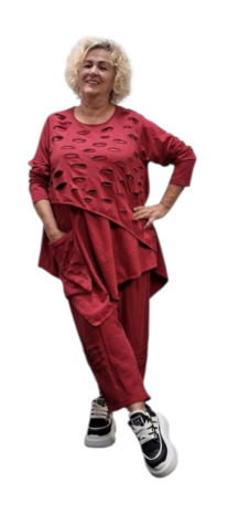 Tuniek asymmetrisch rood tweelaags