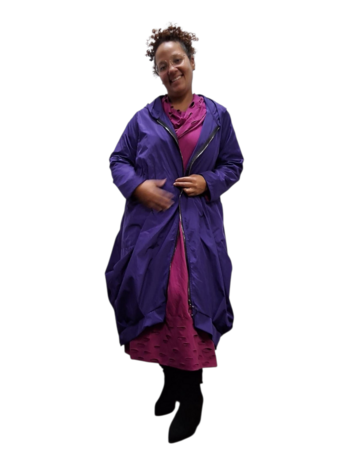 Lange tussenjas purple met lange puntmuts