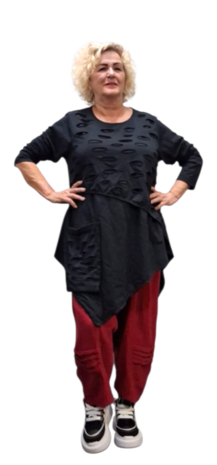 Tuniek asymmetrisch zwart  2-laags