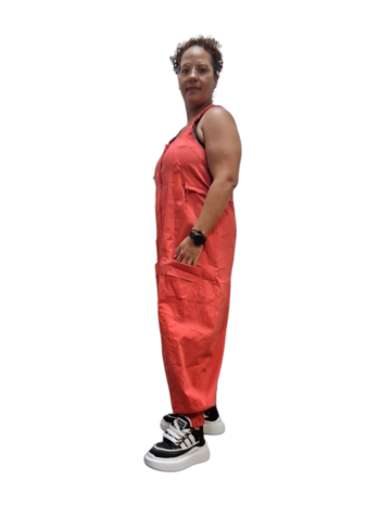 Kekoo tuinbroek 'Isara' rood stretch parachutestof