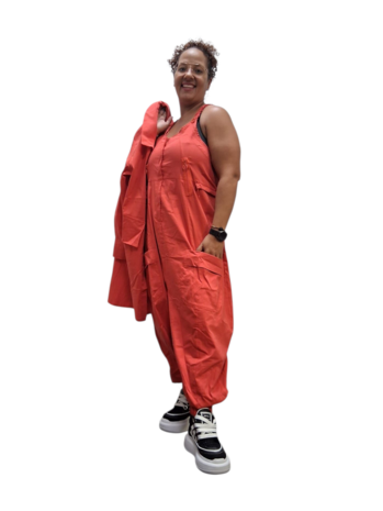 Kekoo tuinbroek 'Isara' rood stretch parachutestof