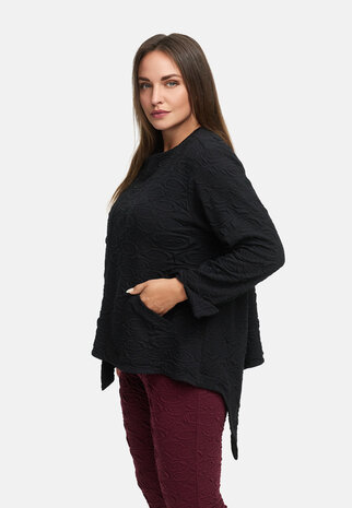 Jas asymmetrisch met rits 'Floréa' zwart