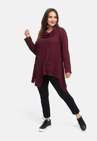Jas asymmetrisch met rits 'Floréa' rood