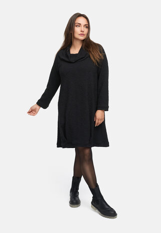 Elegant jurkje van viscose-stretch 'Floréa' zwart