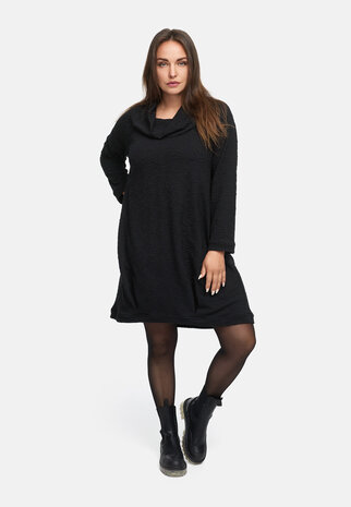 Elegant jurkje van viscose-stretch 'Floréa' zwart