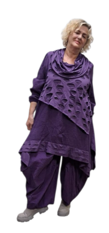Aparte-tuniek purple gedeeltelijke tweelaags mousseline stof 