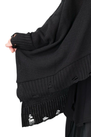Ruim vallend vest Bella zwart met grote rits
