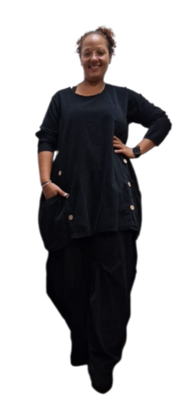 Leuke tuniek met knopen zwart corduroy
