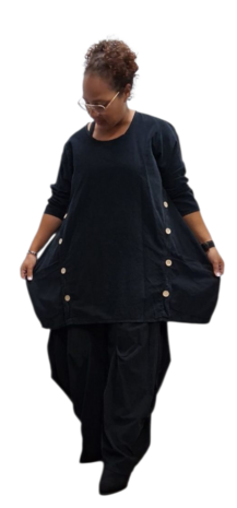 Leuke tuniek met knopen zwart corduroy