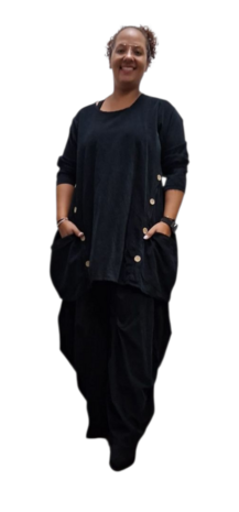 Leuke tuniek met knopen zwart corduroy