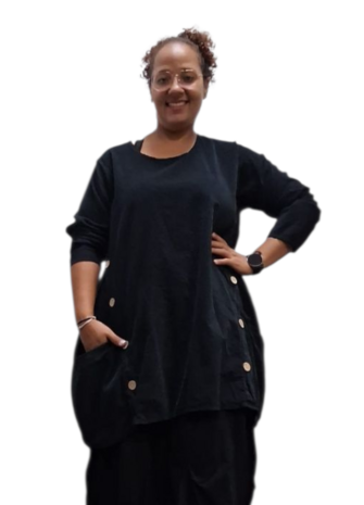 Leuke tuniek met knopen zwart corduroy