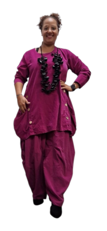 Leuke tuniek met knopen paars corduroy