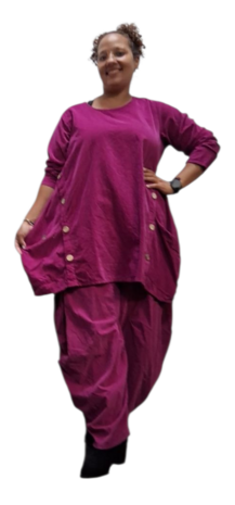 Leuke tuniek met knopen paars corduroy
