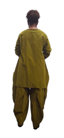 Leuke tuniek met knopen groen corduroy