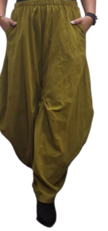Ruime ballonbroek groen corduroy